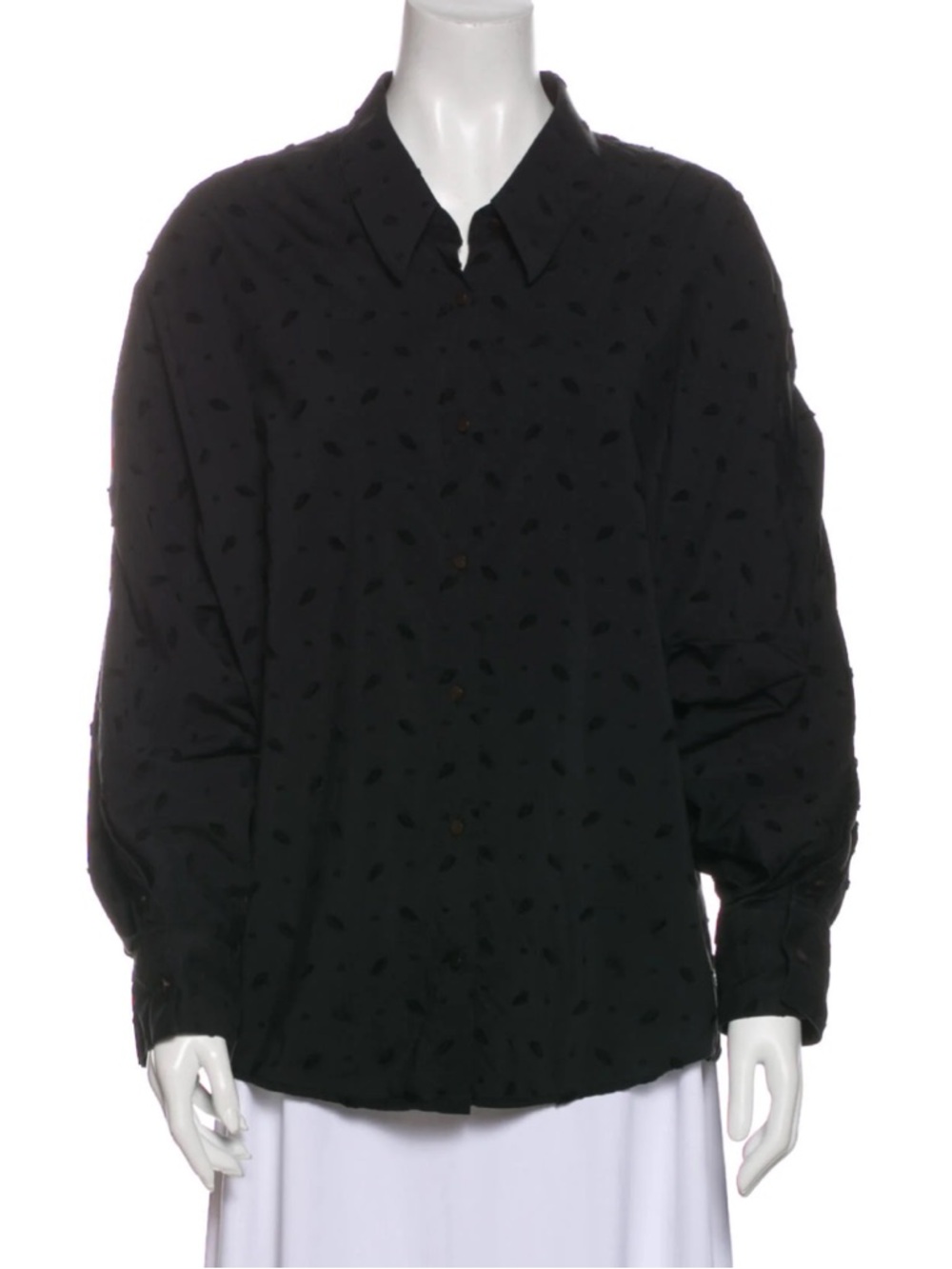 Palmer//Harding black button down shirt with flocked dots size 4/6